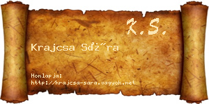 Krajcsa Sára névjegykártya